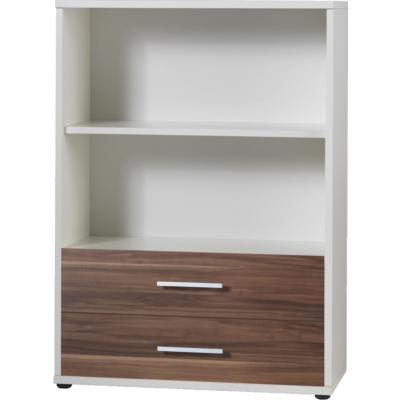 Teknik Office Mura Two Shelf Bookcase with Walnut Drawers in