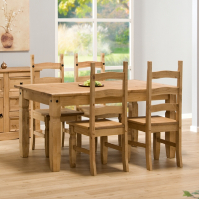 Zte Aztec Mexican Pine Dining Set with 4 Chairs