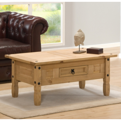 Aztec Mexican Pine Coffee Table with Drawer