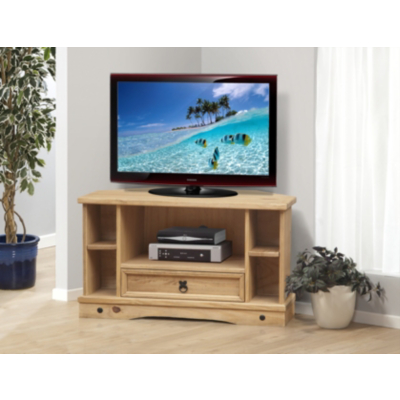 Zte Aztec Mexican Pine Corner TV Cabinet with Drawer