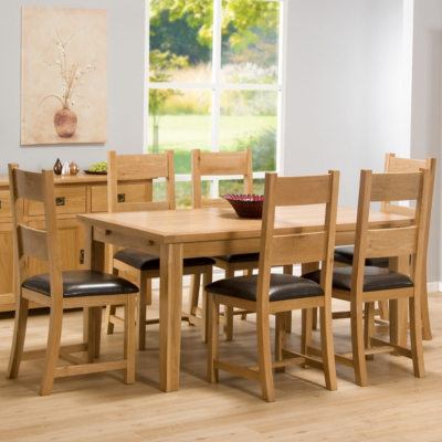 Stirling Oak 1.6m Extending Dining Table and 6
