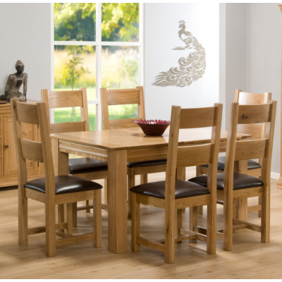 Constance Oak Extending Dining Table with 6
