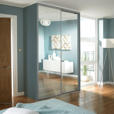 ASDA Twin Mirror Sliding Wardrobe Doors and Track Kit