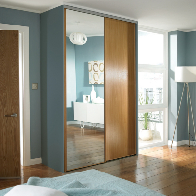 ASDA 2 Oak and Mirror Sliding Wardrobe Doors and