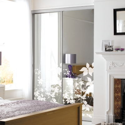 ASDA 2 Leaf Print Mirror Sliding Wardrobe Doors and