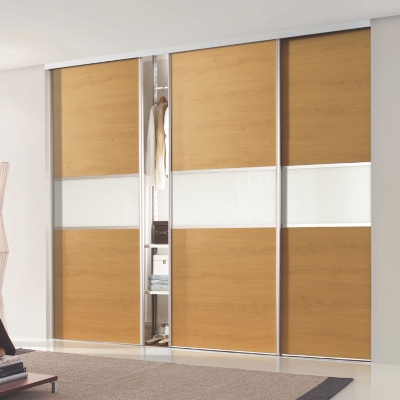 ASDA 3 Oak Fineline Sliding Wardrobe Doors and Track