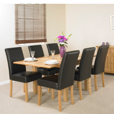 Flip Clifton Flip Dining Table and 6 Brown Chairs