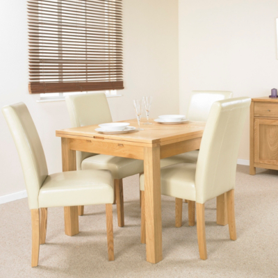 Clifton Flip Dining Table and 4 Ivory Chairs