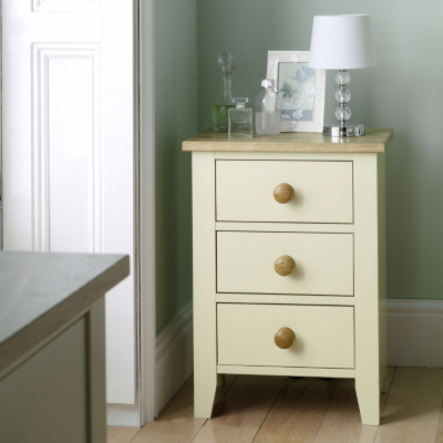 Newport Bedside Cabinet, Cream and Oak 26120346