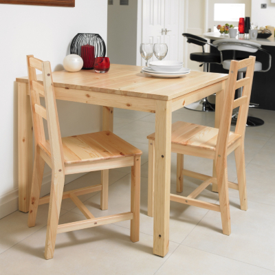 Small Kitchen Table Sets on Solid Pine 3 Piece Dining Set This Set Includes A Square Table With 2