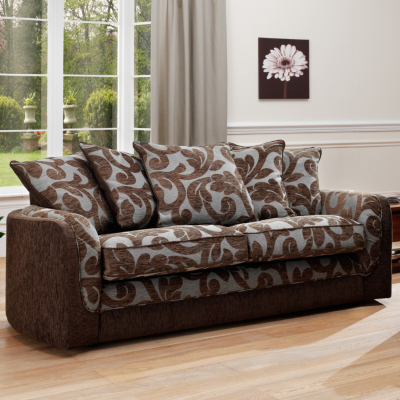 Arizona 3 Seater Fabric Sofa - Chocolate