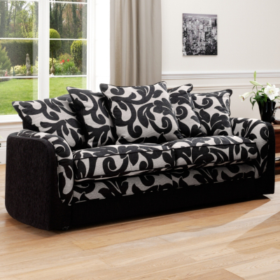 Arizona 3 Seater Fabric Sofa - Black