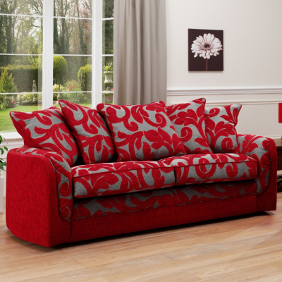 Arizona 3 Seater Fabric Sofa Red