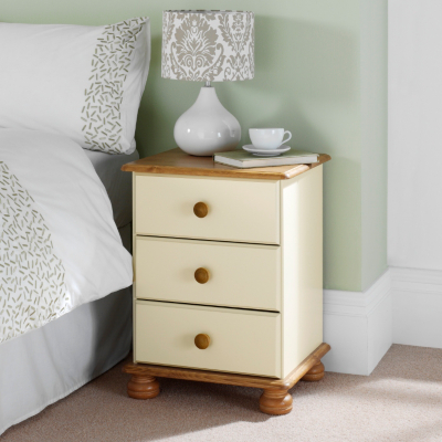 ASDA Hampton Cream Pine 3 Drawer Bedside Cabinet,