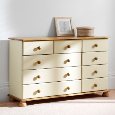 ASDA Hampton Cream Pine Wide Chest of Drawers, Cream