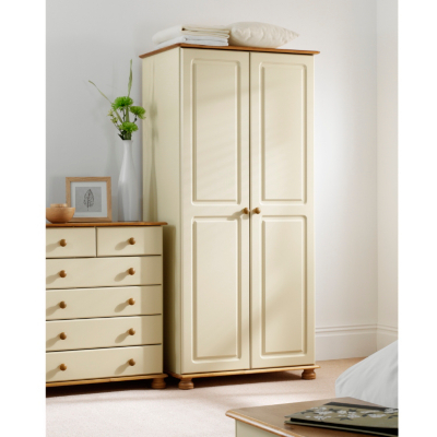 ASDA Hampton Cream Pine 2 Door Wardrobe, Cream and