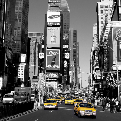New York Taxis Printed Canvas, Grey 002035