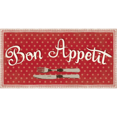 ASDA Vintage Bon Appetit Printed Canvas, Red 002023