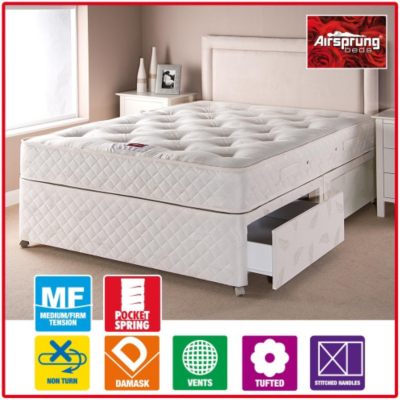 Airsprung Pocket Sprung Divan - King 4 Drawers,