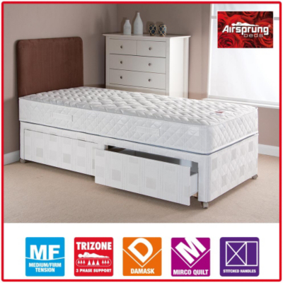 Trizone Divan - Single 2 Drawers,