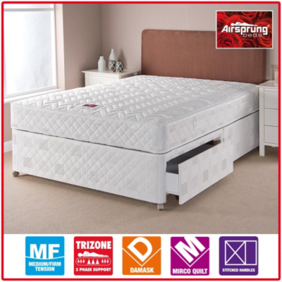 Airsprung Trizone Divan - King 2 Drawers, White