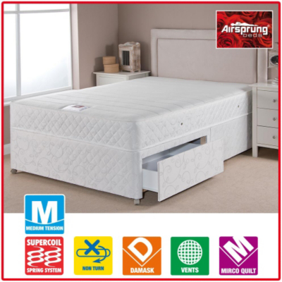 Memory Divan - King 2 Drawers, White