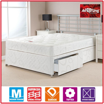 Airsprung Tufted Divan - King 4 Drawers, Beige