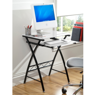 ASDA Glass Computer Desk - White, White