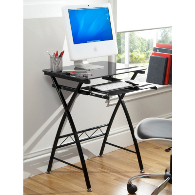 ASDA Glass Computer Desk - Black, Black