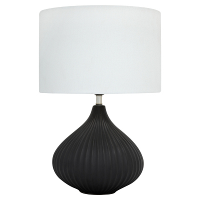 ASDA Ceramic Ribbed Table Lamp, Black AS2834-WH