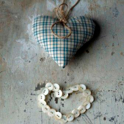 ASDA Cushion Heart Printed Canvas, Blue 002334