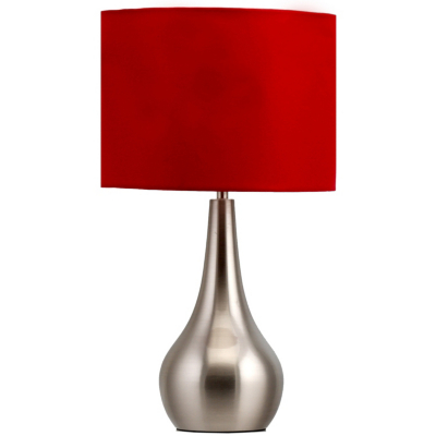 ASDA Brushed Steel Touch Table Lamp - Red, Black