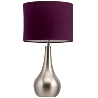 ASDA Brushed Steel Touch Table Lamp - Purple,
