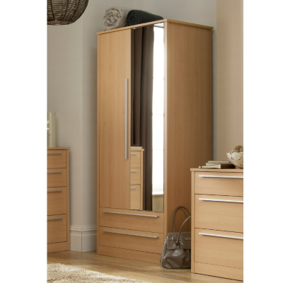 ASDA Melbourne 2 Door Wardrobe with 2 Drawers - Beech