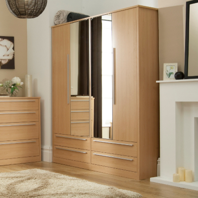 ASDA Melbourne 4 Door Wardrobe with 4 Drawers - Beech