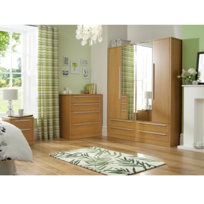 ASDA Melbourne 4 Door Wardrobe with 4 Drawer- Oak