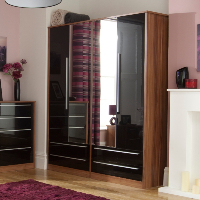 ASDA Melbourne 4 Door Wardrobe with 4 Drawers - Black