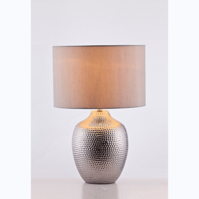 Hammered Ceramic Table Lamp, Chrome 14060