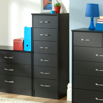 Dublin Black Narrow Chest - 6 Drawer