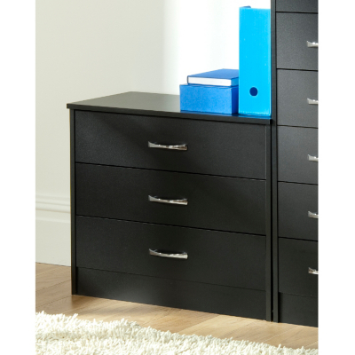 Dublin Black Wide Chest - 3 Drawer 