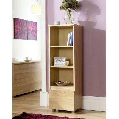 Jitona Strasbourg Single Bookcase - 1 Drawer - Oak