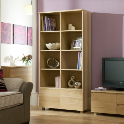 Strasbourg Double Bookcase - 2 Door - Oak Veneer