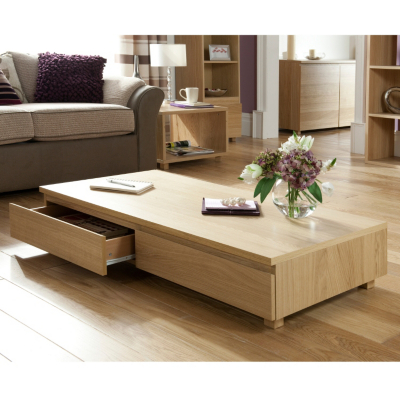 Jitona Strasbourg Coffee Table - 2 Drawer - Oak Veneer,