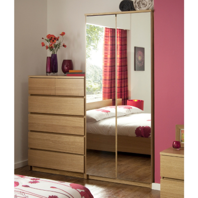 Jitona Strasbourg Wardrobe - 2 Door Mirrored - Oak