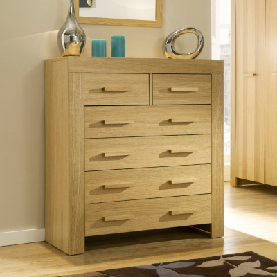 Victoria 2 over 4 Drawer Chest - Oak Veneer, Oak