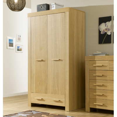 2 Door 1 Drawer Wardrobe - Oak Veneer,