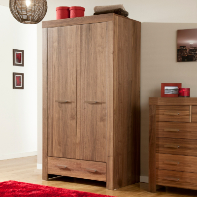 2 Door 1 Drawer Wardrobe - Walnut