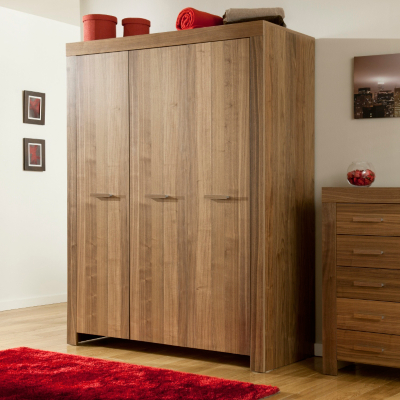 Victoria 3 Door Wardrobe - Walnut Veneer, Walnut