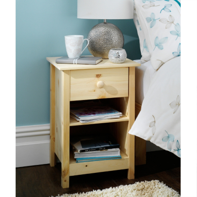 ASDA Scandinavia Pine Bedside Table - 1 Drawer, Pine