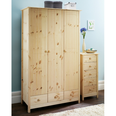 ASDA Scandinavia Pine Wardrobe - 3 Door - 3 Drawer,